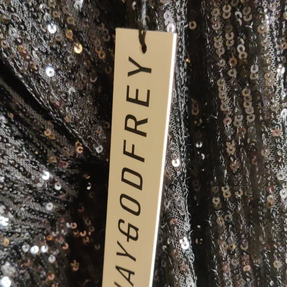 JAYGODFREY Black Sequin Belted Romper Size 6 Nwt
